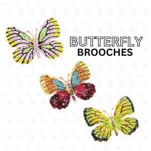 Rhinestone Butterfly Brooch, Bling Butterfly Pin, Stocking Stuffer, Gift for her